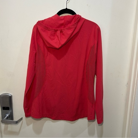 Chico’s Red Resort Mesh Lightweight Hooded Zip-Up Jacket Size Medium - Picture 5 of 10